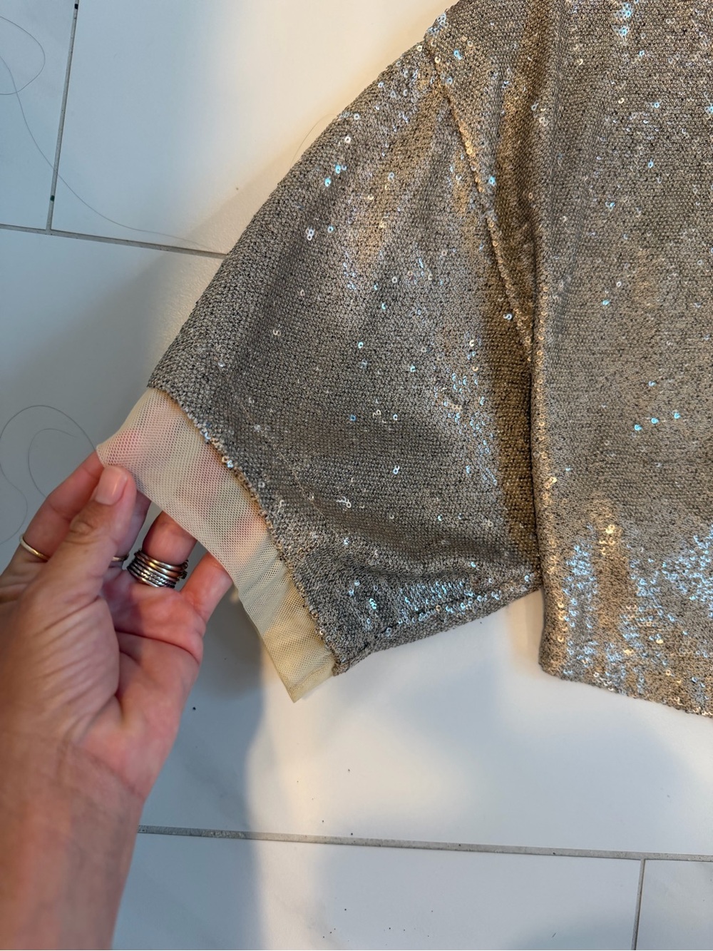 Free People Silver Sequin Crop Top - Picture 4 of 4